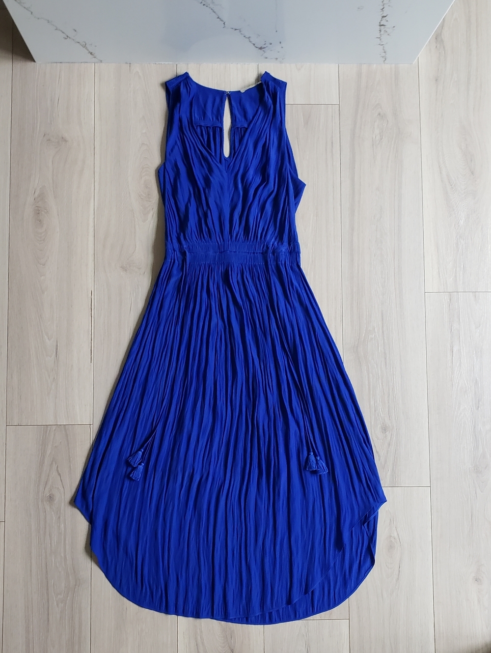 Ramy Brook Hailey Dress Womens Small Cobalt Blue High-Low Pleated Midi
